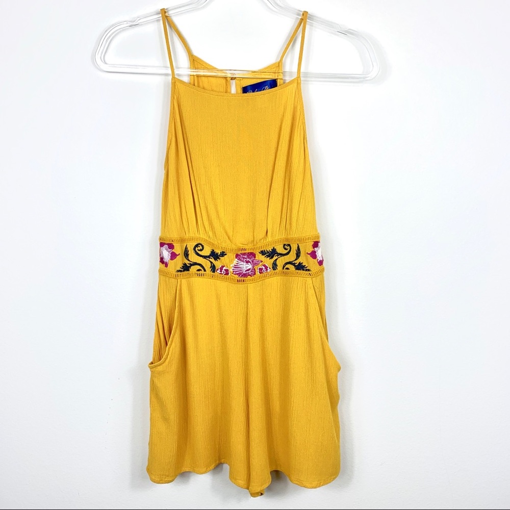 3/$25 Francescas Blue Rain Floral Romper